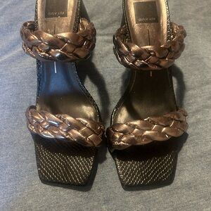 Dolce Vita Women's Black and Metallic Braided Sandals